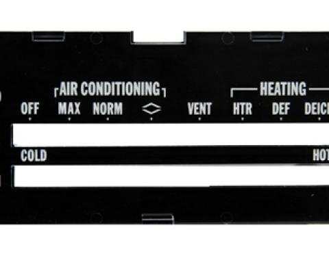 Classic Headquarters Camaro Heater Control Lens with Ac, with Backing Paper R-420