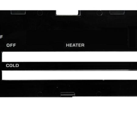 Classic Headquarters Camaro Heater Control Lens without Ac, with Backing Paper R-417