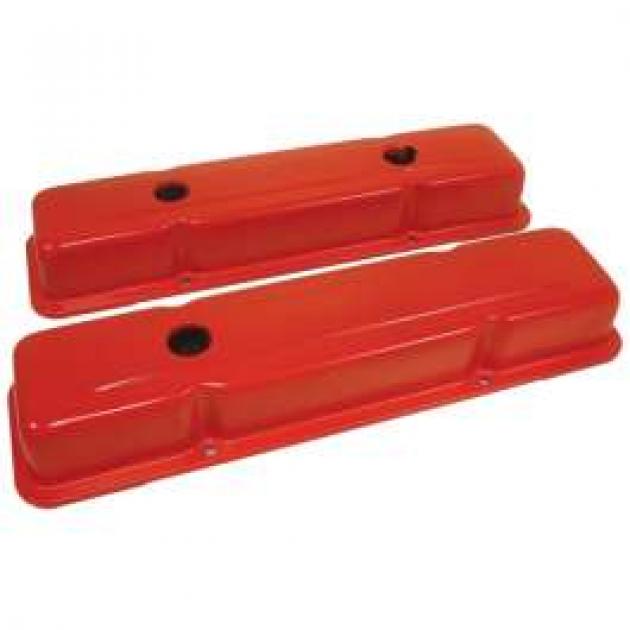 Chevy Small Block Valve Covers, OEM Style, Orange, 19581986