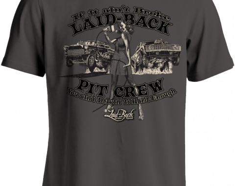 Laid Back Pinup Pit Crew Camaro Vs 1955 Chevy T-Shirt, Charcoal