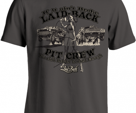 Laid Back Pinup Pit Crew Camaro Vs 1955 Chevy T-Shirt, Charcoal
