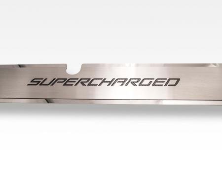 2015-2017 Mustang GT - Radiator Cover Vanity Plate 'SUPERCHARGED' - Stainless Steel, Choose Color 273069
