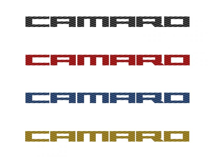 2010-2015 Camaro -Door Panel Kick Plates 'CAMARO' 2Pc - Brushed Stainless, Choose Inlay Color 101027