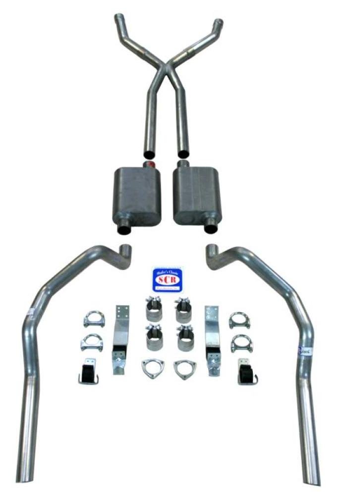 Shafers Classic Reproductions 1967-1969 Camaro X Style 2-1/2" Exhaust System with Small Block Long Style Headers, Stainless steel 23013S