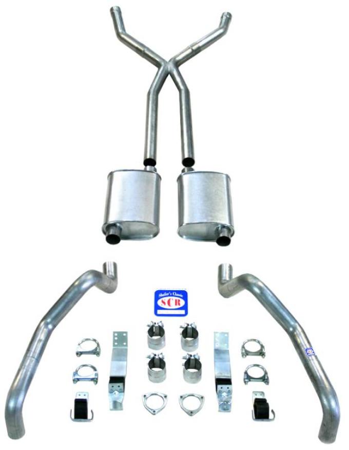 Shafers Classic Reproductions 1967-1969 Camaro X Style 2-1/2" Exhaust System with Small Block Long Style Headers, Stainless steel 23030S
