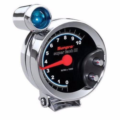 Tachometer, Sunpro Super Tach III, Black Face, with Shift Light