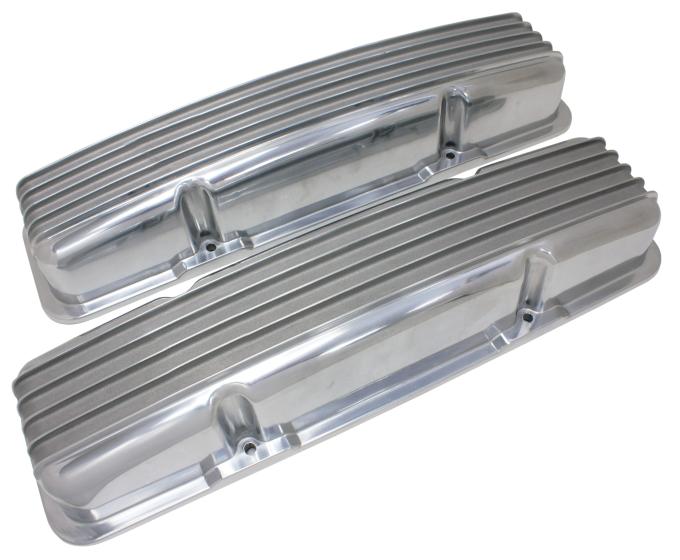CFR Performance Aluminum Valve Covers - Short Style - Compatible with Chevy Small Block 283-400 - Finned - No Holes - Polished HZ-6031-3-H-POL