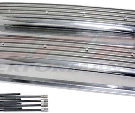 CFR Performance Aluminum 1987-97 Chevy Short Valve Covers Center Bolt (W/O Breather Holes) - Full Finned - Polished HZ-6991-3-H-POL