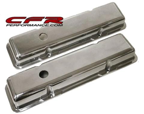 CFR Performance 1958-86 Chevy Small Block 283-305-327-350-400 Short Polished Aluminum Valve Covers - Smooth HZ-6031-POL