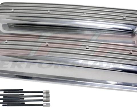 CFR Performance Aluminum 1987-97 Chevy Short Valve Covers Center Bolt (W/O Breather Holes) - Full Finned - Polished HZ-6991-3-H-POL