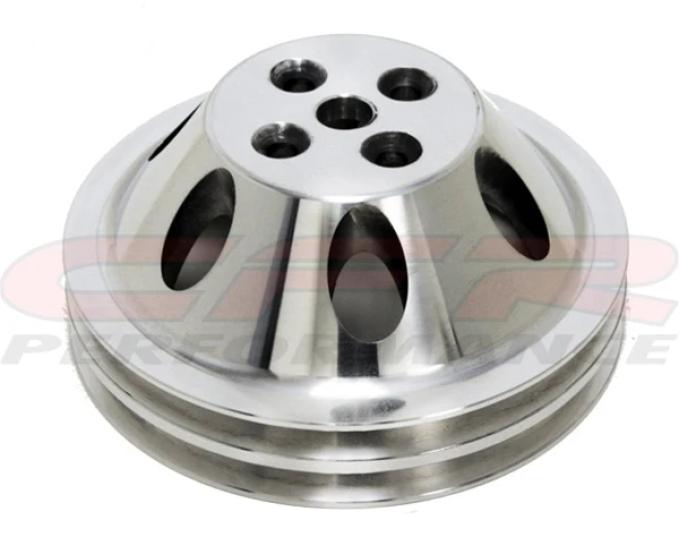 CFR Performance Chevy Small Block Aluminum Polished Water Pump Pulley - 2 Groove (Short) HZ-9479-POL
