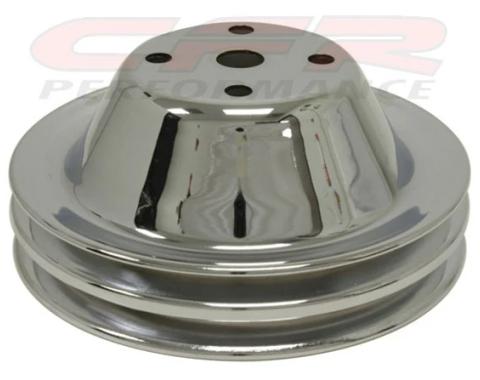 CFR Performance 1969-85 Chevy Small Block Chrome Steel Water Pump Pulley - Long (2 Groove) HZ-9605