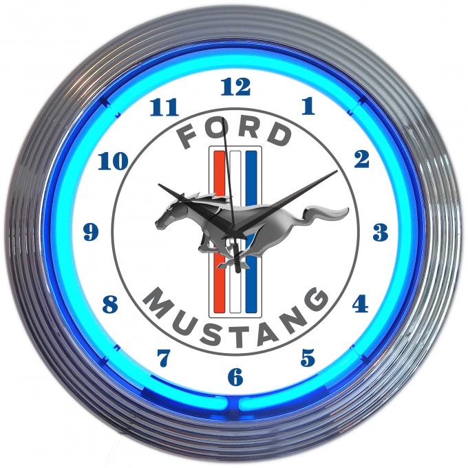 Neonetics Neon Clocks, Ford Mustang Blue Neon Clock