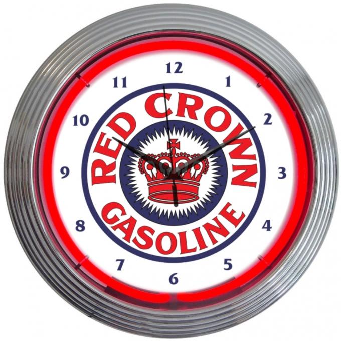 Neon Clocks, Red Crown Gasoline Neon Clock Camaro Depot
