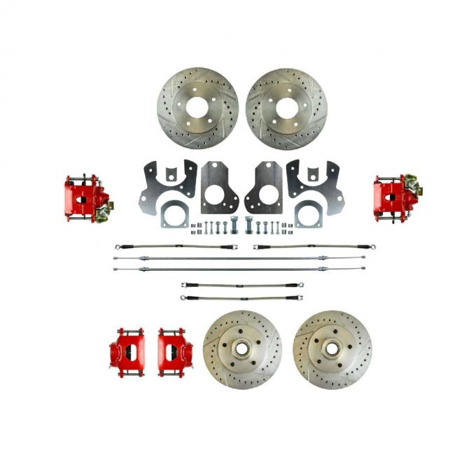 Right Stuff 1982-87 Camaro, 4-Wheel W/Rear +2 Disc Brake Conversion Kit W/Red Calipers F82RD78Z