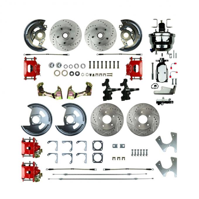 Right Stuff 1967-74 GM A/F/X-Body, Staggered, 4- Wheel Power 2" Drop Disc Brake Conversion AFXDC45DZX