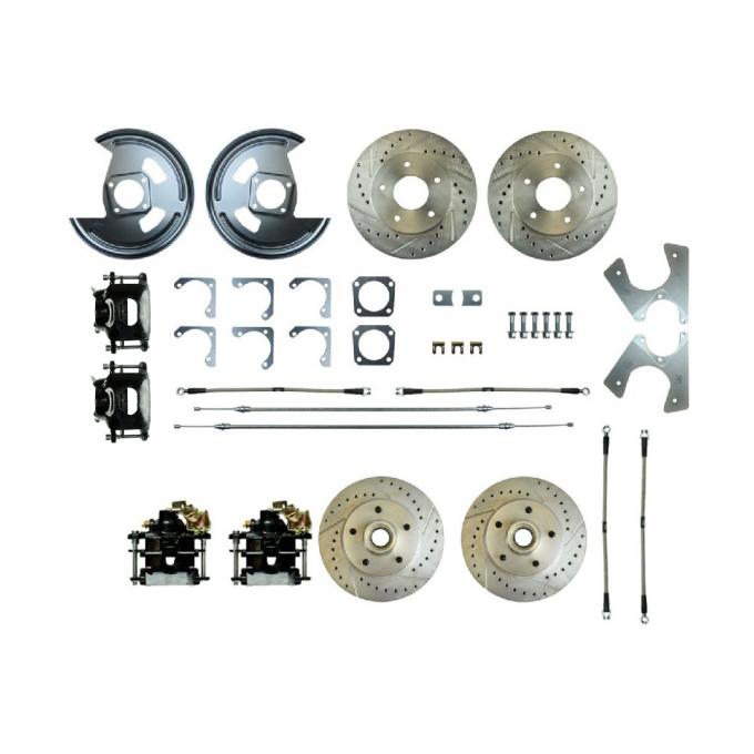Right Stuff 1975-77 Camaro, 4-Wheel W/Rear +2 Disc Brake Conversion Kit W/Black Calipers F75RD07S