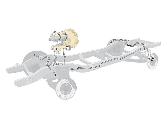 Right Stuff 1967 Firebird, Pre-Bent Stainless Steel 4-Wheel Disc Brake Conversion Line Kit PSM67H4