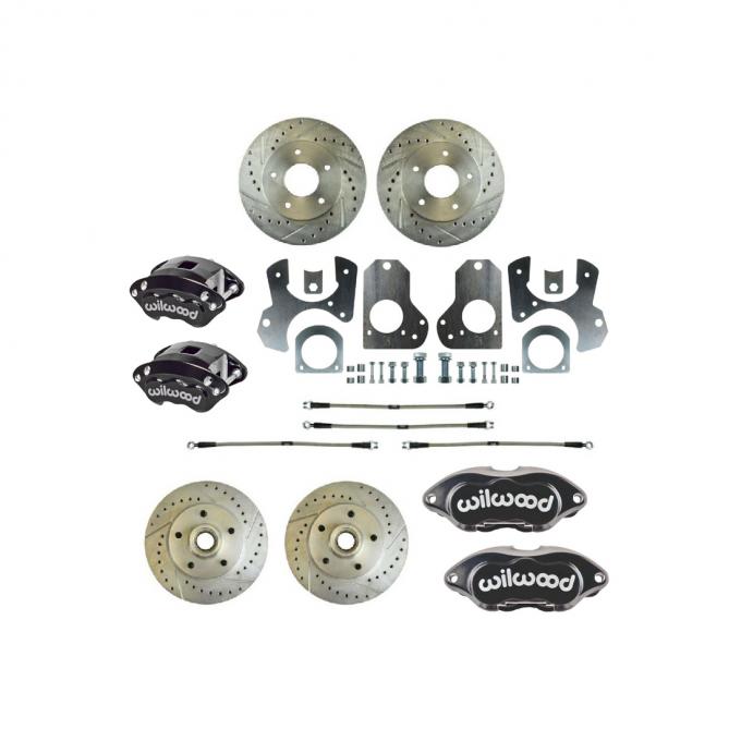 Right Stuff 1982-92 GM F-Body, 4-Wheel W/Rear +2 Disc Brake Conversion Kit W/Black Calipers F82RDM282S