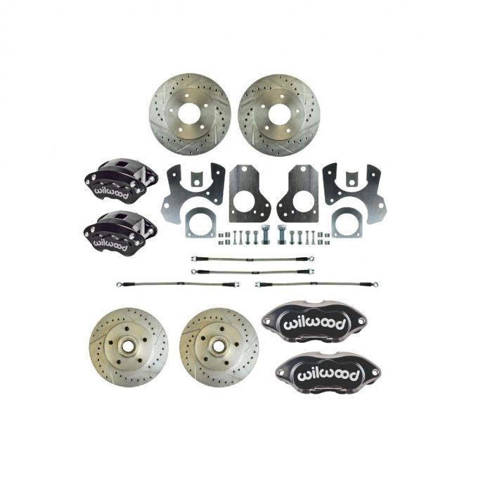 Right Stuff 1982-87 Camaro, 4-Wheel W/Rear +2 Disc Brake Conversion Kit W/Black Calipers F82RDM278S