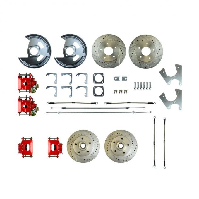 Right Stuff 1975-77 Camaro, 4-Wheel W/Rear +2 Disc Brake Conversion Kit W/Red Calipers F75RD07Z