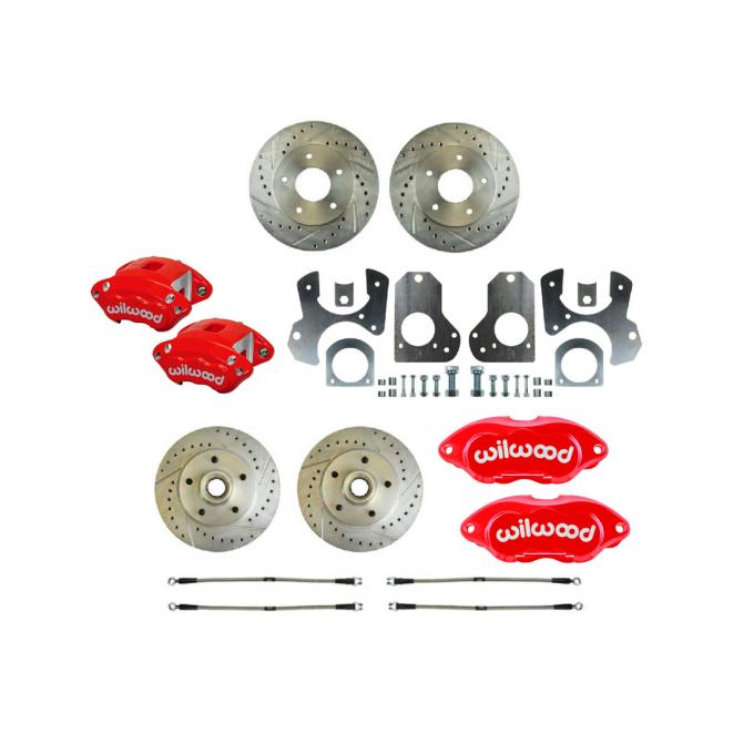 Right Stuff 1982-92 GM F-Body, 4-Wheel W/Rear +2 Disc Brake Conversion Kit W/Red Calipers F82RDM282Z