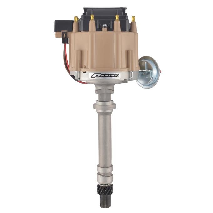 Proform HEI Distributor, Racing Type w/Vac-Adv, Tan Cap, Unpolished, Chevy V8 Engines 66941TU