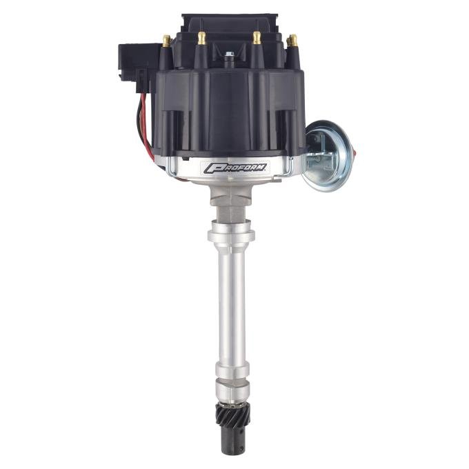 Proform HEI Distributor, Racing Type w/Vac-Adv, Black Cap, Polished, For Chevy V8 Engine 66941BK