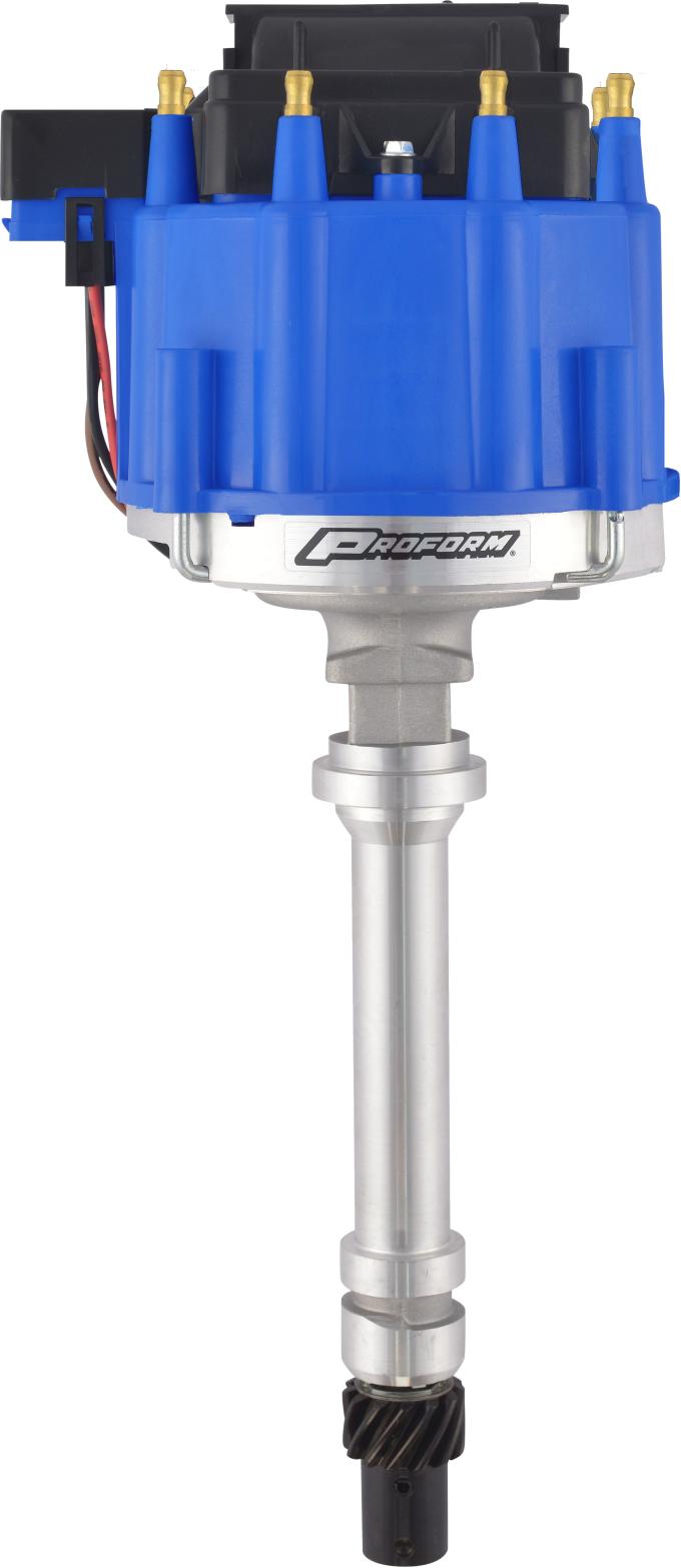 Proform HEI Distributor, Racing Type w/o Vac-Adv, Blue Cap, Polished, Chevy V8 Engines 66941BM