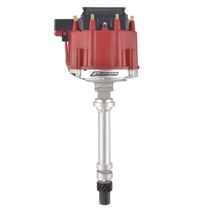 Proform HEI Distributor, Racing Type w/o Vac-Adv, Red Cap, Polished, Chevy V8 Engines 66941RM