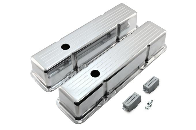 CFR Performance Aluminum Tall Ball Milled Valve Covers Fits 1958-1986 Chevy SB 283-400 - Polished HZ-6720-1-POL