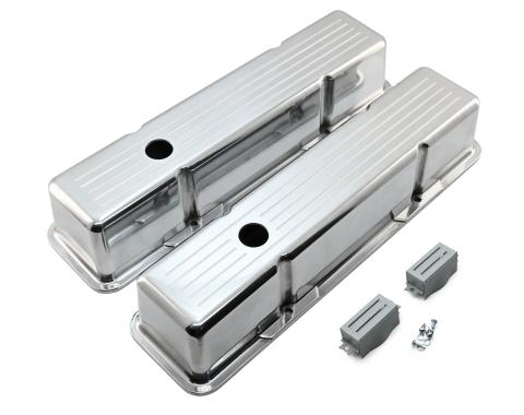 CFR Performance Aluminum Tall Ball Milled Valve Covers Fits 1958-1986 Chevy SB 283-400 - Polished HZ-6720-1-POL