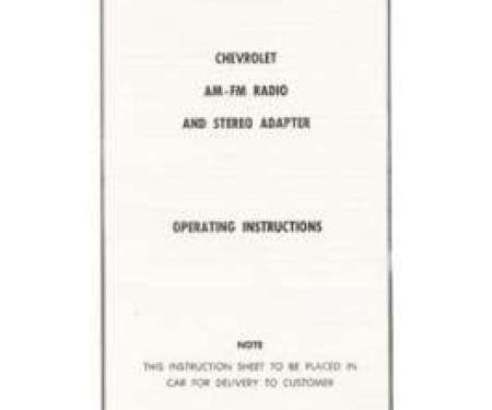 Camaro AM-FM Radio & Stereo Adapter Operating Instructions Booklet, 1967