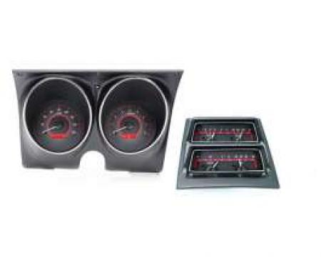 1968 Camaro Analog Dash w/ Console Gauges, Dakota Digital VHX System, Satin Alloy Style Face, Red Display