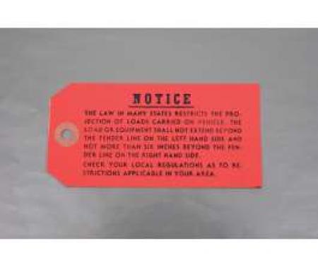 Camaro Luggage Rack Instruction Tag, 1967-1969