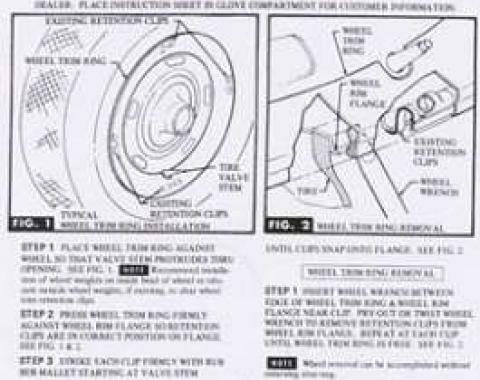 Camaro Rally Wheel Trim Ring Instruction Sheet, 1967-1969