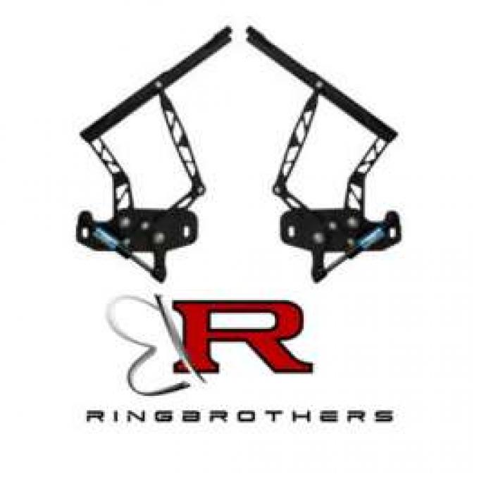 Camaro Billet Aluminum Hood Hinges, Air Frame, Black Anodized, 1967-1969