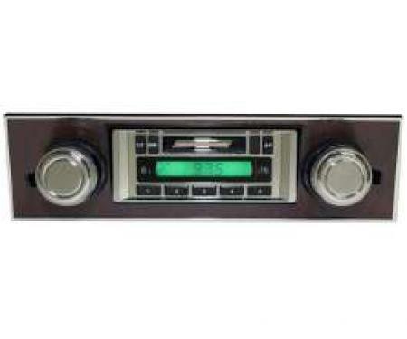 Camaro AM/FM Stereo Radio, USA-230, With Walnut Bezel, Custom Autosound, 1967-1968