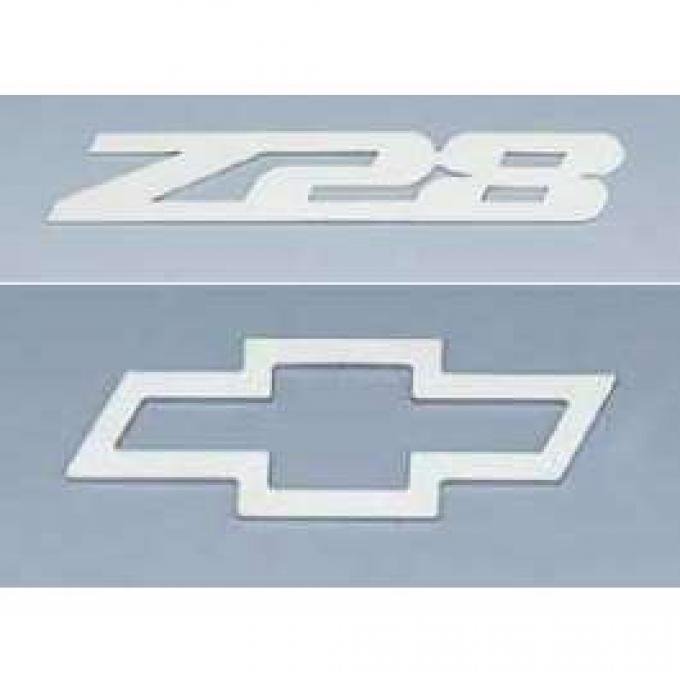Camaro Emblem Set, Z28 & Outlined Bowtie, Stainless Steel, 1993-2002