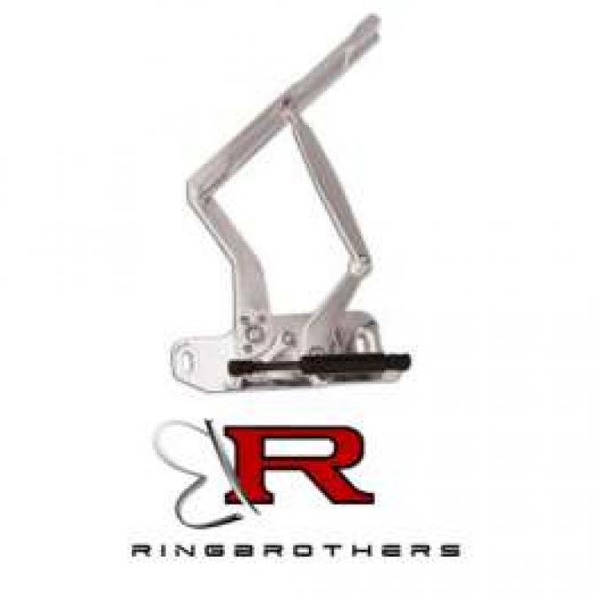 Camaro Hood Hinges, Billet Aluminum, Solid Frame, Natural, With Fiberglass Hood, 1967-1969
