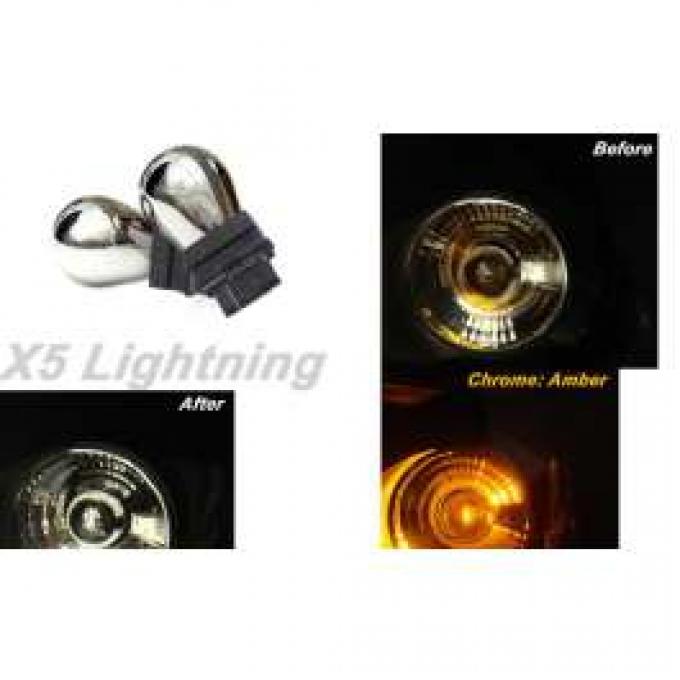 Light Bulbs, 3157, Chrome X5 Lightning Amber Silver Stealth