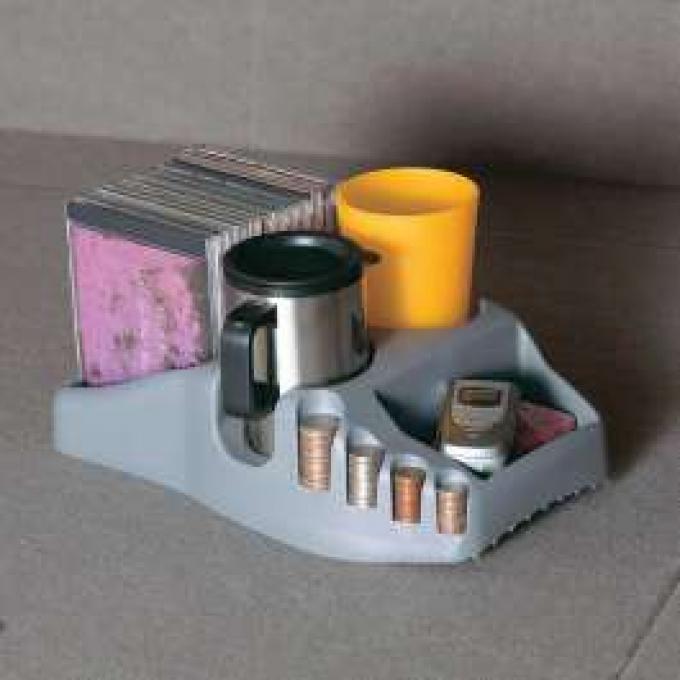 Universal Efficiency Console/Organizer With Drink, Coin, And CD Holders, Charcoal