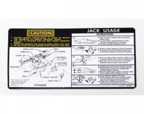 Camaro Jacking Instructions Decal, With Regular Tire Spare,1978-1979