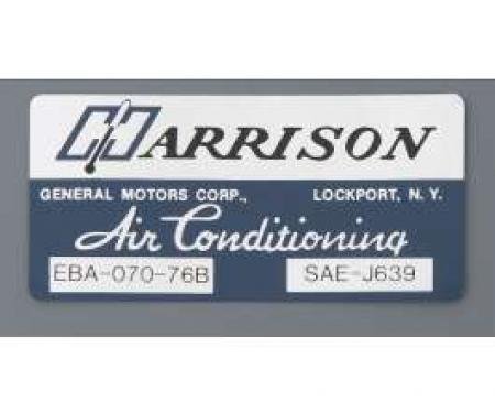 Camaro Air Conditioning Evaporator Box Decal, Harrison, 1976