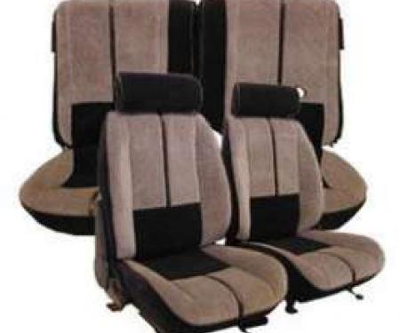 Camaro Seat Cover Set, Front & Rear, Velour, For Cars With Deluxe Interior & Rear Split Seat, 1985-1987 | Sandstone