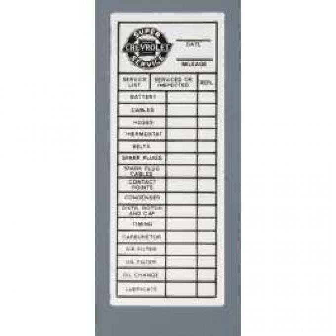 Camaro Service/Lube Inspection Decal, 1970