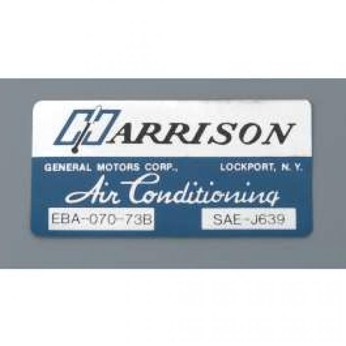 Camaro Air Conditioning Evaporator Box Decal, Harrison, 1974