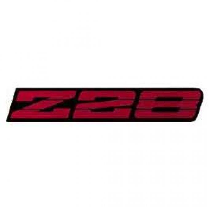 Camaro Rocker Panel Emblem, Z28, Red, 1991-1992