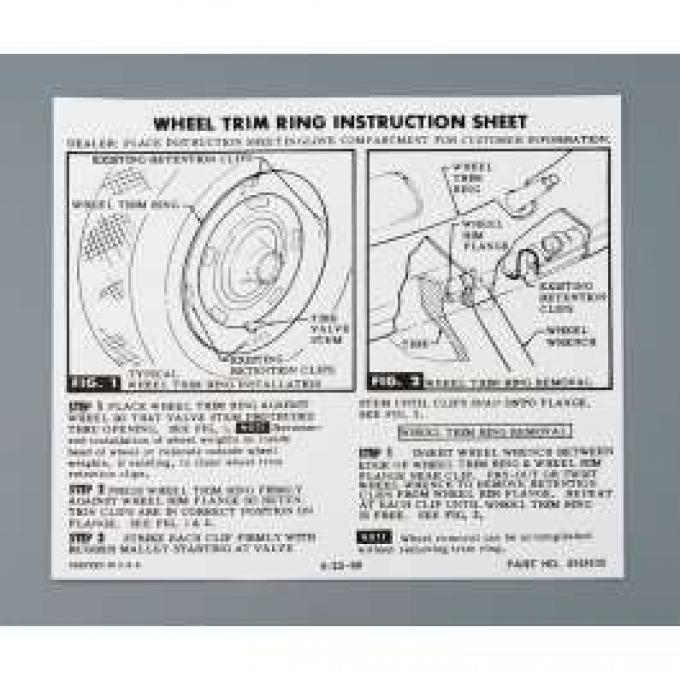 Camaro Wheel Trim Ring Instruction Sheet, 1970-1972