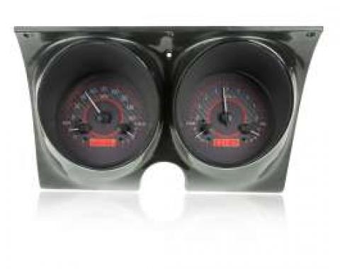 Camaro Analog Dash Gauges, Dakota Digital, Carbon Fiber With Red Display, 1967-1968